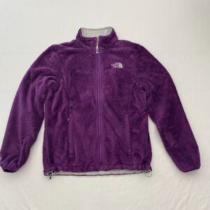 North Face Fleece Jacket Full Zip Purple Pockets Fuzzy Cozy Womens Medium